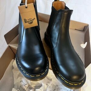 Dr. Martens  Black Boots with Yellow Stitching